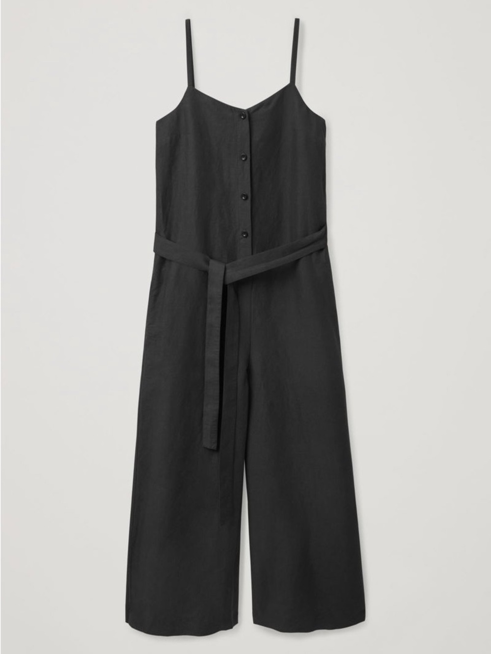 COS Dark Navy Linen Blend Wide Leg Jumpsuit Size 4